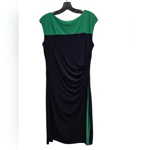 Chaps Sleeveless Navy & Green Dress – Size Large